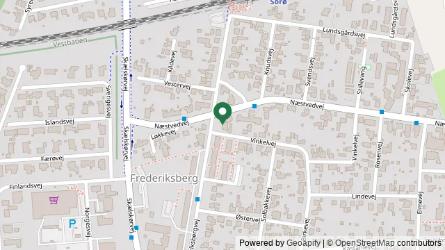 Kort der viser, hvor Frederiksberg Dyreklinik ligger: Frederiksbergvej 17, 4180 Frederiksberg